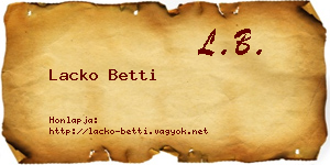 Lacko Betti névjegykártya